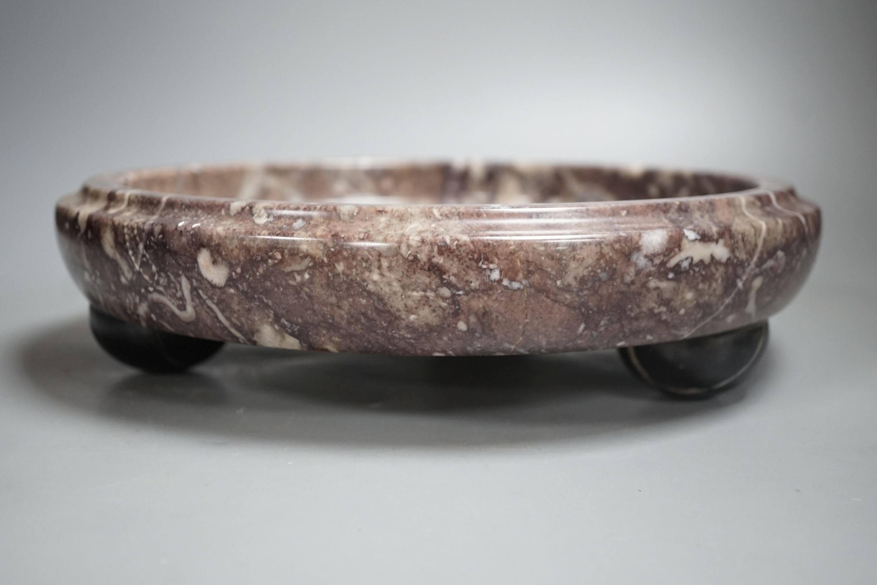 A 1930s marble footed dish, 30cm